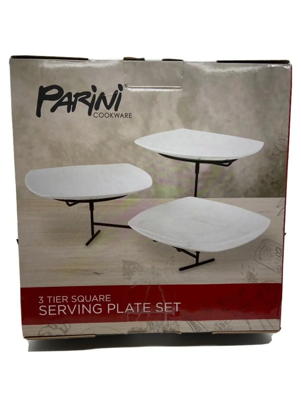 Parini Cookware 3 Tier Square White Serving Plate Set. Brand New In Box.